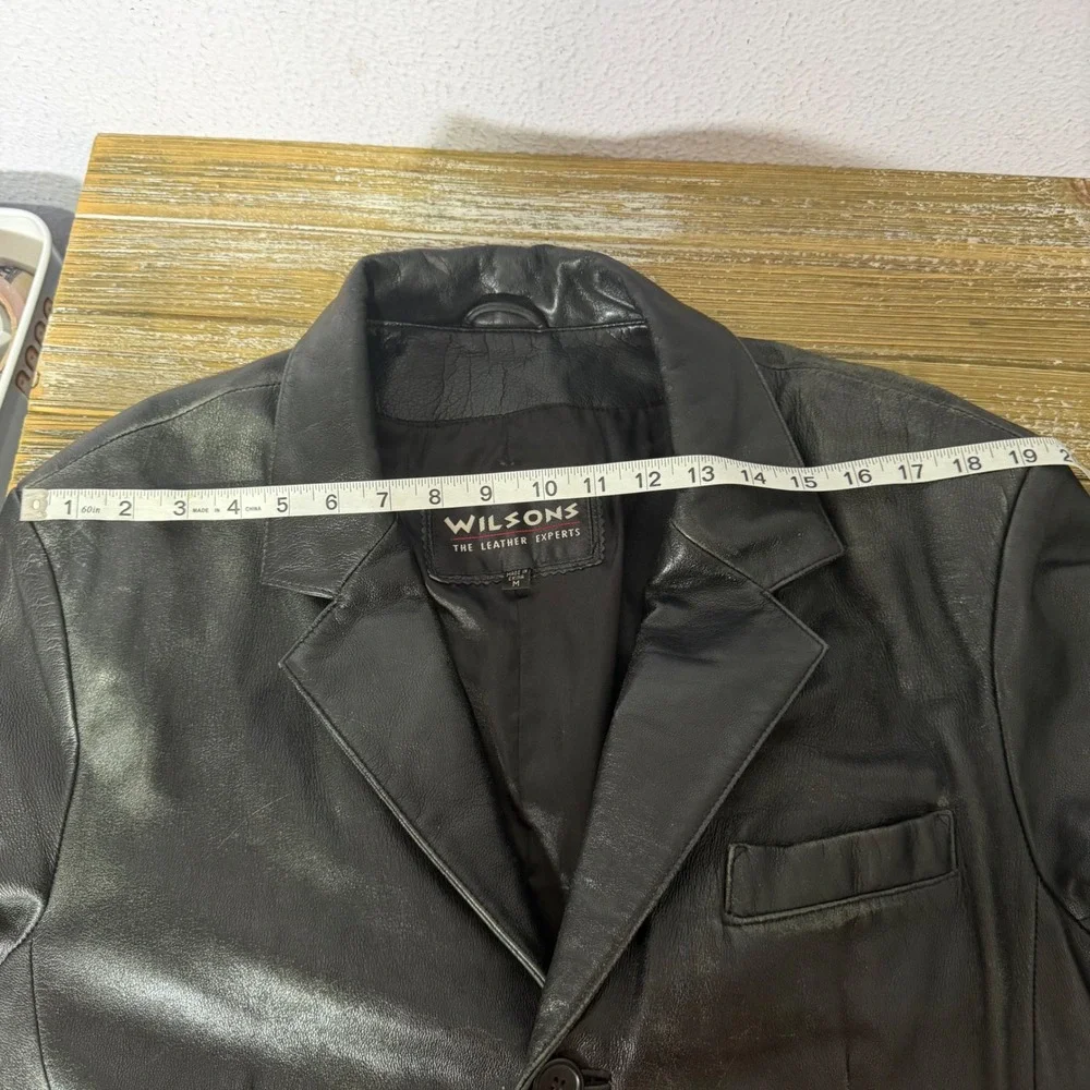 Vintage Wilsons The Leather Experts Mens Black Leather Blazer Jacket  Size M